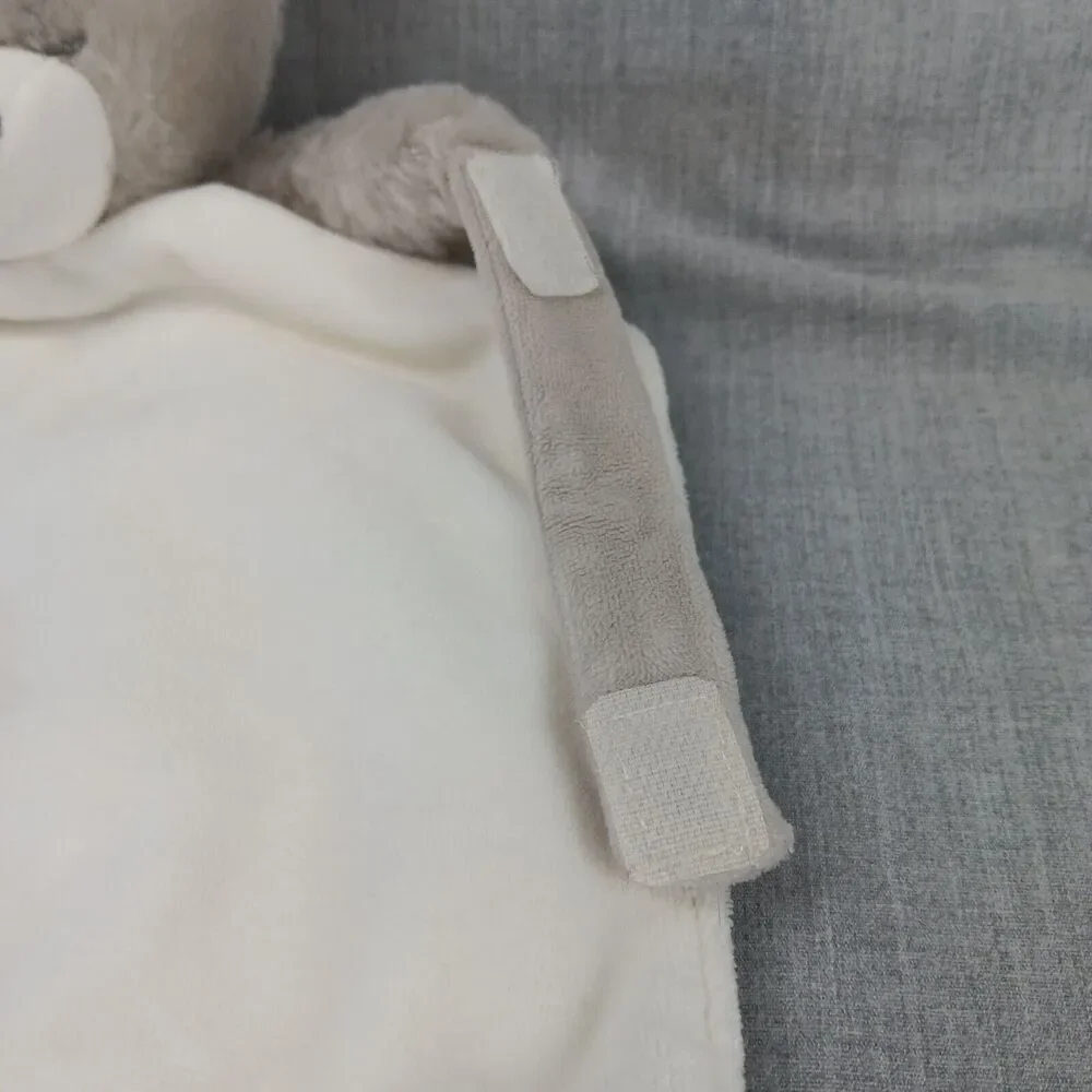 Carters Bear Security Blanket Ivory Grey White Spots Long Lovey Knotted Corners